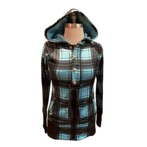 Burton Dry Ride Plaid Tie Waist Jacket Hoodie Ski Snowboard Gorpcore Size XS